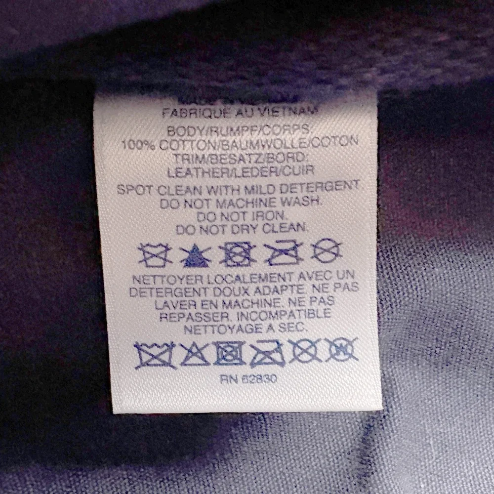 Lands End Waxed Canvas Backpack Navy Blue Leather Straps Padded Outdoors Daypack